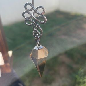 UNALOME Healing Tigers Eye Pendulum Necklace & Free Matching Earrings